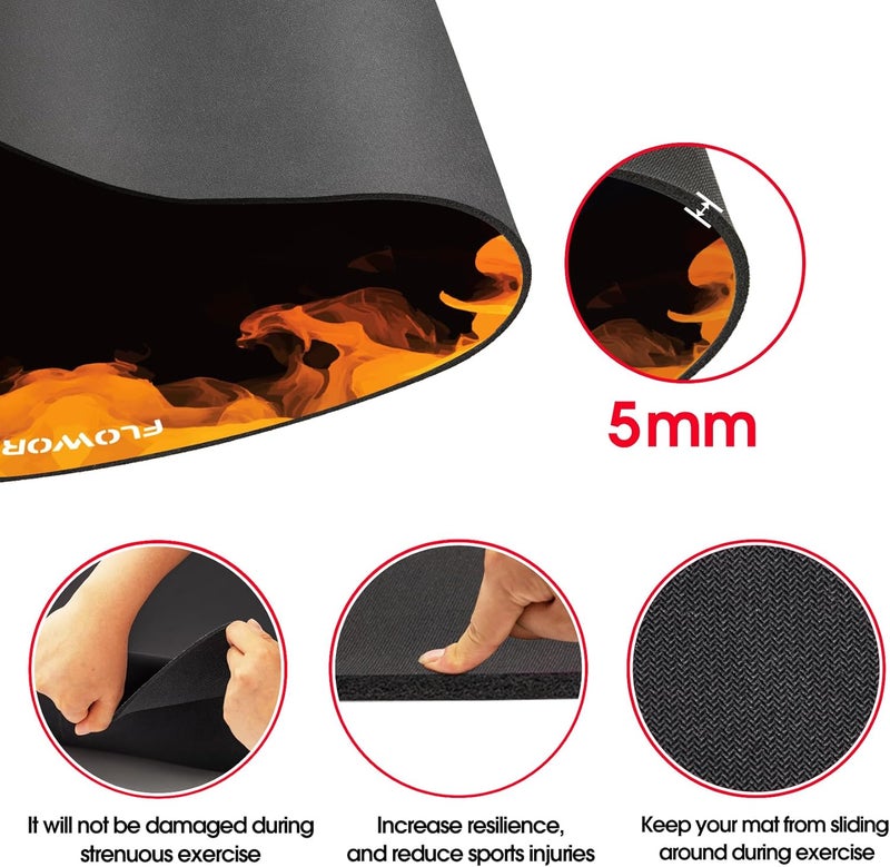 Flowort Cheete Jump Rope Mat Large Rubber Exercise Mat Indoor Outdoor Shock Absorbing Mat Non-Slip Oval Design for Floor & Rope Protection, Workout Mats for Home Gym Flooring - Image 4